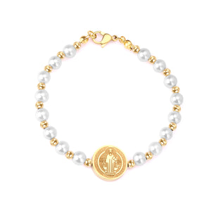 Accessories with pearl steel beads bracelet in gold color steel color