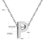 ASON Delicate Classic Style Initial 26 Letters Alphabet Chain Pendant Necklace Stainless Steel Color Jewelry Chokers