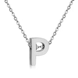 ASON Delicate Classic Style Initial 26 Letters Alphabet Chain Pendant Necklace Stainless Steel Color Jewelry Chokers