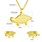 Gold/steel color turtle's shell on the door is made by oil pressing process, beautiful design jewelry set.