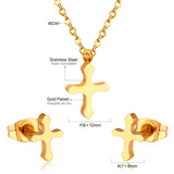 Steel/Golden Cross Cut Jewelry Set without Diamonds