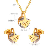 Gold/Steel with Zircon Arrow Shape Pendant Jewelry Set