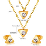 Gold/steel triangle double chain pendant set with diamond in the middle