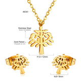 Gold/Steel Frosted/Smooth Flower Shape Jewelry Set without Diamonds