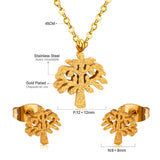 Gold/Steel Frosted/Smooth Flower Shape Jewelry Set without Diamonds