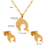 Gold/Steel Cut Dolphin Leaping Out of Water Frosted Set without Diamonds