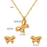 Gold/steel cut butterfly shape frosted jewelry set without diamonds