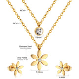 Gold/Steel Two-Chain Pendant Jewelry Set with Diamonds in the Shape of a Snowflake