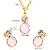 Crystal Opals Stainless Steel Necklaces Earrings Jewellery Sets Dubai Indian Wedding Jewelry Sets For Women Girls