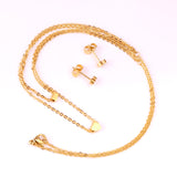 Gold/steel two-chain pendant jewelry set with rectangle and heart shapes