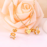 Gold/Steel with Zircon Arrow Shape Pendant Jewelry Set