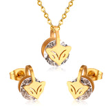 Gold/Steel with Zircon Arrow Shape Pendant Jewelry Set