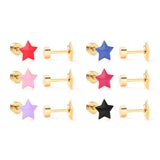 12 pairs steel/golden star ombre screwback stud earrings