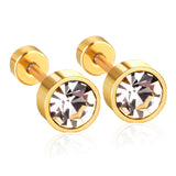 3mm~6mm Steel & Gold Cylindrical White Diamond Screw Plugs