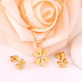 ASON Owl Cubic Zirconia Link Chain Pendant Necklace Jewelry Sets for Women/Girl Gold Color Fashion Piercing Stud Earrings