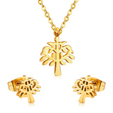 Gold/Steel Frosted/Smooth Flower Shape Jewelry Set without Diamonds