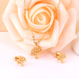 Gold/Steel Frosted/Smooth Flower Shape Jewelry Set without Diamonds