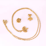 Gold/Steel Frosted/Smooth Flower Shape Jewelry Set without Diamonds