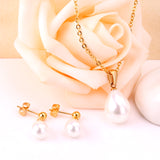 Steel/Gold White & Light Blue Shell Jewelry Set