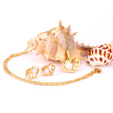 Gold/Steel Wispy Cut Heart Shape White Shell Jewelry Set