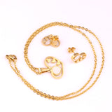 Gold/Steel Wispy Cut Heart Shape White Shell Jewelry Set