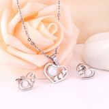 Gold/Steel Wispy Cut Heart Shape White Shell Jewelry Set