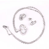 Gold/Steel Wispy Cut Heart Shape White Shell Jewelry Set