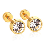 3mm~6mm Steel & Gold Cylindrical White Diamond Screw Plugs