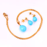 Steel/Gold White & Light Blue Shell Jewelry Set