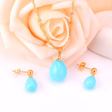 Steel/Gold White & Light Blue Shell Jewelry Set