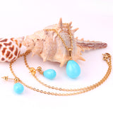 Steel/Gold White & Light Blue Shell Jewelry Set