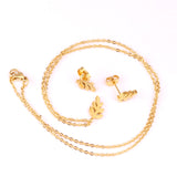 Steel/Gold Leaf Cut Jewelry Set without Diamonds