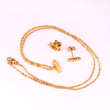 Steel/Gold Cut Smooth & Frosted Jewelry Set without Diamonds