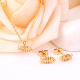 Steel/Gold Cut Smooth & Frosted Jewelry Set without Diamonds