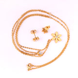 Gold/Steel Two-Chain Pendant Jewelry Set with Diamonds in the Shape of a Snowflake