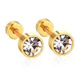 3mm~6mm Steel & Gold Cylindrical White Diamond Screw Plugs