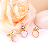 Crystal Opals Stainless Steel Necklaces Earrings Jewellery Sets Dubai Indian Wedding Jewelry Sets For Women Girls