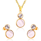 Crystal Opals Stainless Steel Necklaces Earrings Jewellery Sets Dubai Indian Wedding Jewelry Sets For Women Girls