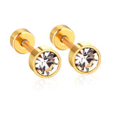 3mm~6mm Steel & Gold Cylindrical White Diamond Screw Plugs