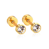 3mm~6mm Steel & Gold Cylindrical White Diamond Screw Plugs