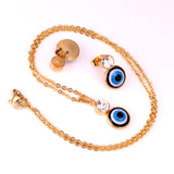 Steel/Golden Glitter Eye Pendant Jewelry Set with Diamonds