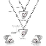 Gold/steel triangle double chain pendant set with diamond in the middle