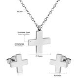 Steel/golden cross shape cut jewelry set without diamonds