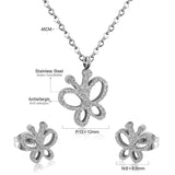 ASON Charm Butterfly Pendant Necklace Piercing Earrings Jewelry Sets for Women Fashion Stainless Steel Gold Color Sweet