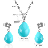 Steel/Gold White & Light Blue Shell Jewelry Set