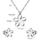 ASON Frosted Flower Chain Pendant Necklace Piercing Earrings Gold Color Stainless Steel for Women Jewelry Sets Fashion