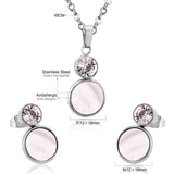 Crystal Opals Stainless Steel Necklaces Earrings Jewellery Sets Dubai Indian Wedding Jewelry Sets For Women Girls