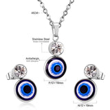 Steel/Golden Glitter Eye Pendant Jewelry Set with Diamonds