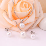 Gold/Steel One Large White Pearl Double Chain Set