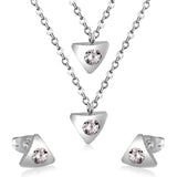 Gold/steel triangle double chain pendant set with diamond in the middle